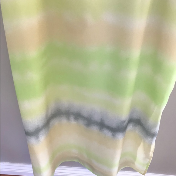 PERSONI | Y2K MIDI Skirt w/ Tie Dye Watercolour Print in Green & Yellow Size L - Picture 7 of 16